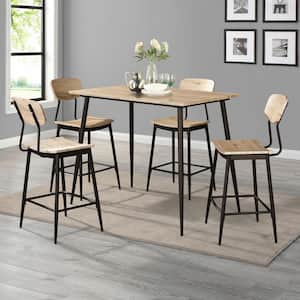 Melsin 5-Piece Natural Tone and Bronze Counter Height Table Set