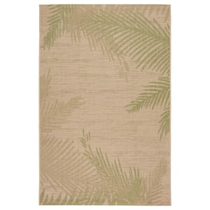 Camila Tropical Beige/Green 5 ft. x 7 ft. Lush Palms Polypropylene Indoor/Outdoor Area Rug