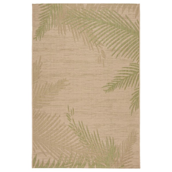 Camila Tropical Beige/Green 7 ft. 9 in. x 9 ft. 5 in. Lush Palms Polypropylene Indoor/Outdoor Area Rug