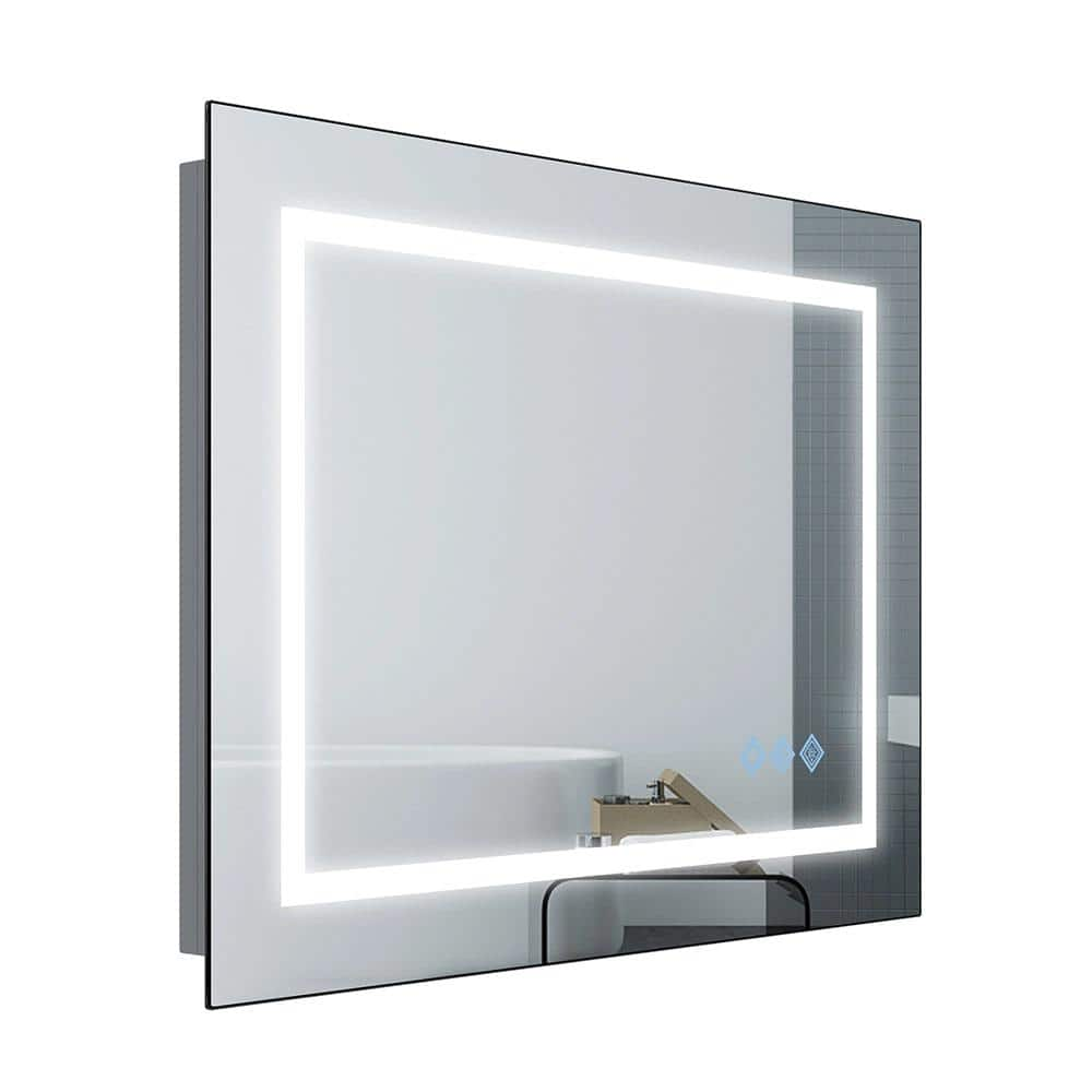 Aoibox 32 In W X 24 In H Rectangular Frameless Anti Fog Wall Mounted   Silver Vanity Mirrors Snsa01 1in039 64 1000 