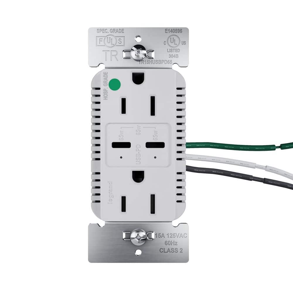 15A Tamper Resistant 65W Hospital Grade Power Delivery USB Type C Duplex Outlet Gray price history on PriceWatchPro