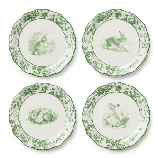 Le Jardin 8.5 in. Green Assorted Salad Plate (Set of 4)