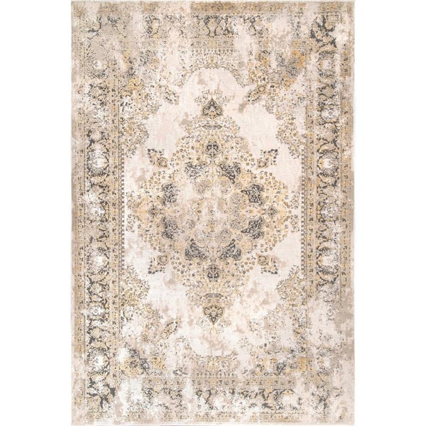 Vintage Medallion Jodee Gold 4 ft. x 6 ft. Indoor Area Rug