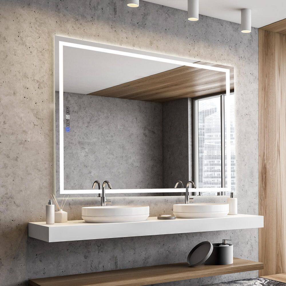 48" x 36" Frameless LED Bathroom Mirror with Anti-Fog