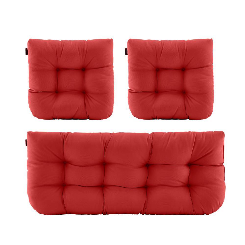 3-Piece Outdoor Chair Cushions Loveseat Outdoor Cushions Set Wicker Patio Cushion for Patio Furniture in Red price history on PriceWatchPro