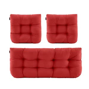 3-Piece Outdoor Chair Cushions Loveseat Outdoor Cushions Set Wicker Patio Cushion for Patio Furniture in Red