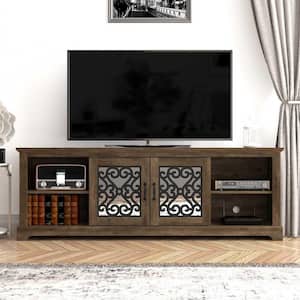 Calidia 68.2 in. Knotty Oak with Gray Stone 2 Door TV Stand Fits TV's up to 75 in.
