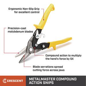 9-3/4 in. Compound Action Straight and Right Cut Aviation Snips