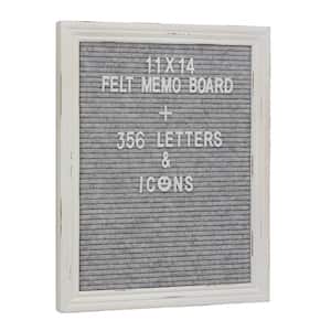 Changeable Felt Letter Board 12x12 Rustic Wood Frame 320 Black&White letters 