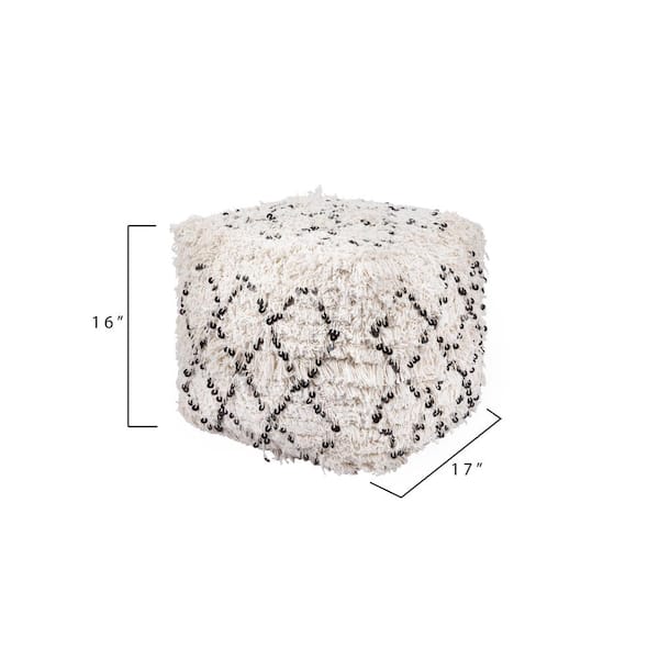 White Moroccan Wedding Quilt Pouf