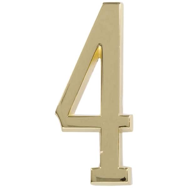 Distinctions 4 in. Brass Plated Number 4
