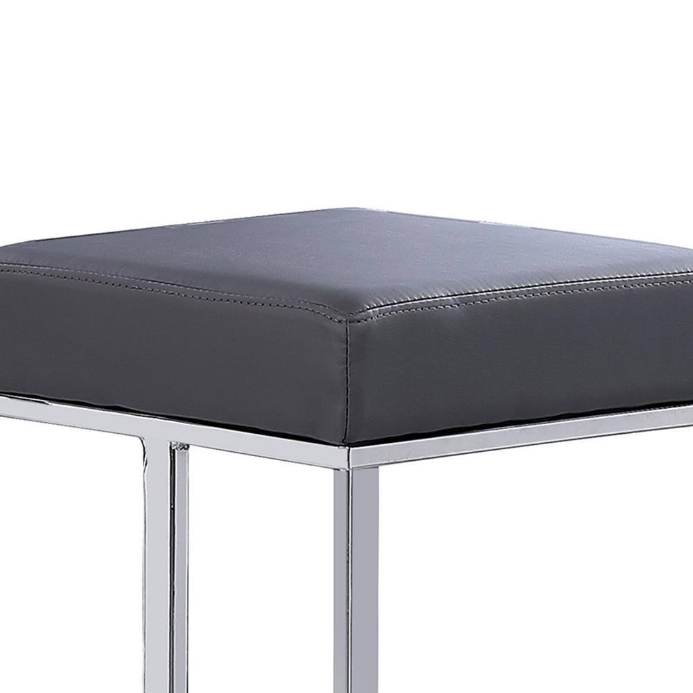 Sleek Gray Faux Leather 31" Backless Bar Stool with Silver Base
