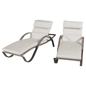 Cannes Wicker Outdoor Chaise Lounge with Sunbrella Moroccan Cream Cushions (2-Pack)