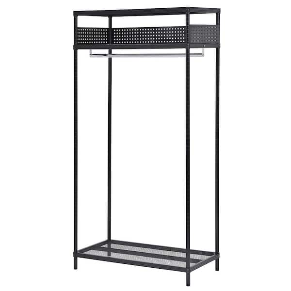 Muscle Rack Steel Clothing Rack with Wire Shelves in Black 36 in