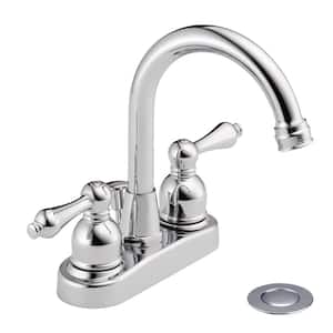 4 in. Centerset 2-Handle High-Arc Bathroom Faucet in Polished Chrome with Drain