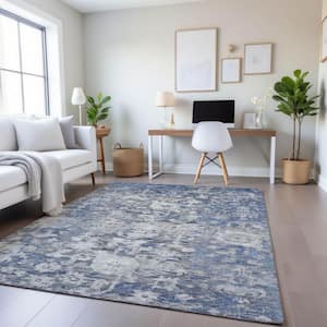 Mayfield Premium Machine Washable Abstract AMF1375 Blue 9 ft. x 12 ft. Area Rug