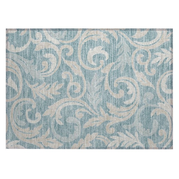 Chantille Machine Washable Indoor/Outdoor Abstract ACN3102 Teal 2 ft. x 3 ft. Accent Rug