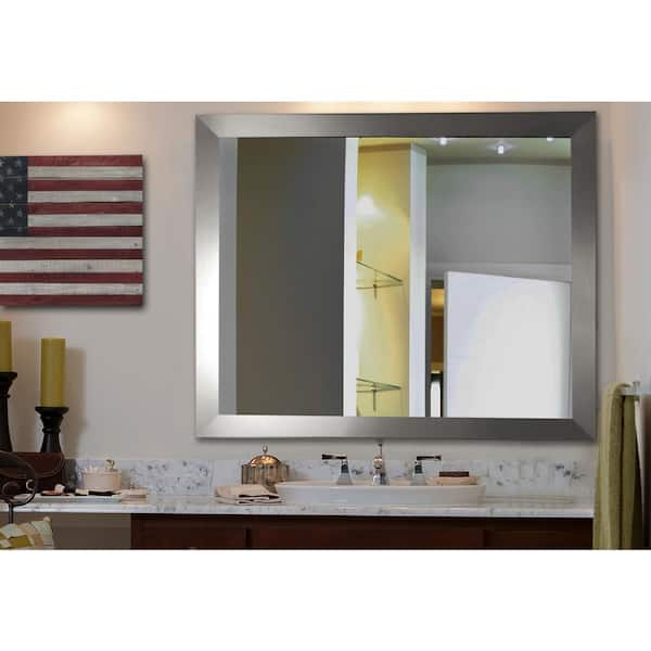 35 In W X 55 In H Framed Rectangular Bathroom Vanity Mirror In Silver V003 34 5 54 5 The Home Depot