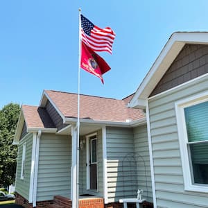 25 ft. Aluminum Flag Pole with USA Flags and Flag Ball Top Kit Telescoping Flagpole Yard Outdoor Garden