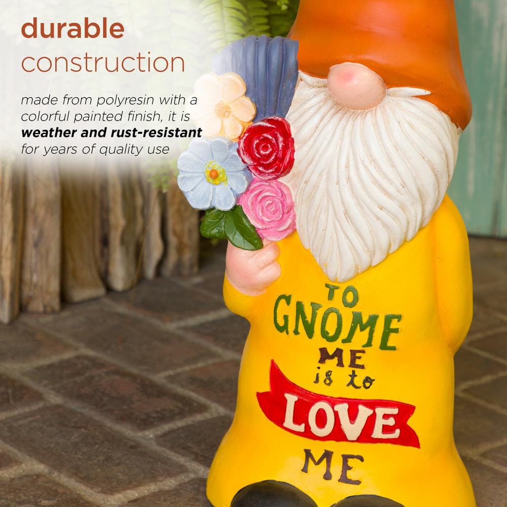 24" Multicolor Polyresin Garden Gnome with Flowers