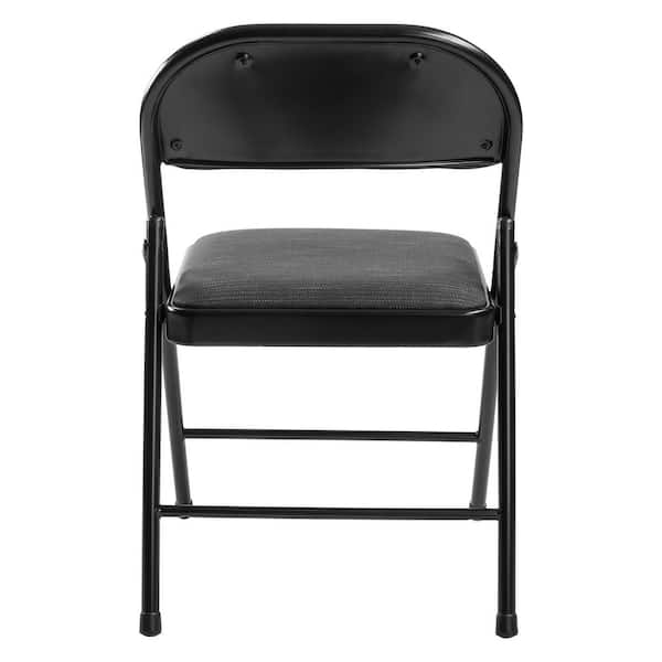 900 Star Trail Black Fabric Padded Metal Frame Folding Chair (4-Pack)