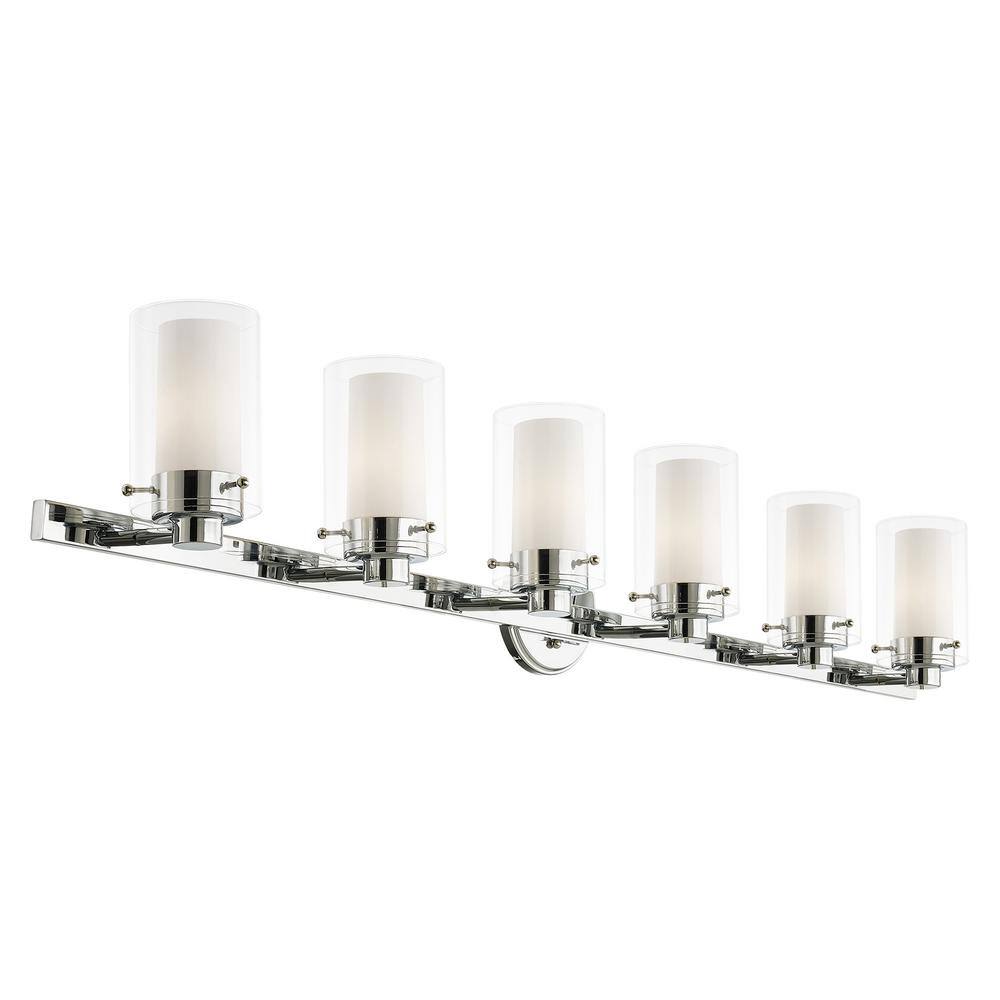 Polished Chrome 6-Light Vanity Light with Opal Glass Shades