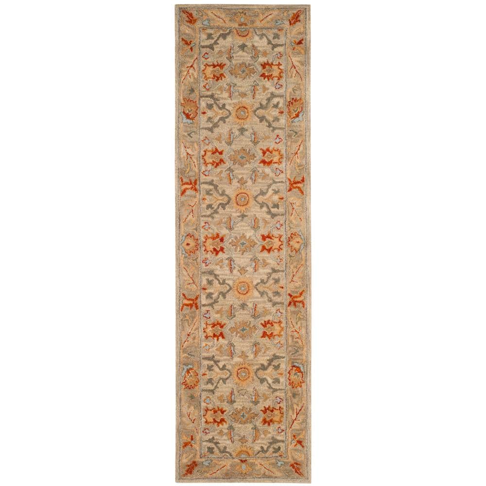 Antiquity Beige and Multicolor Hand-Tufted Wool Runner Rug