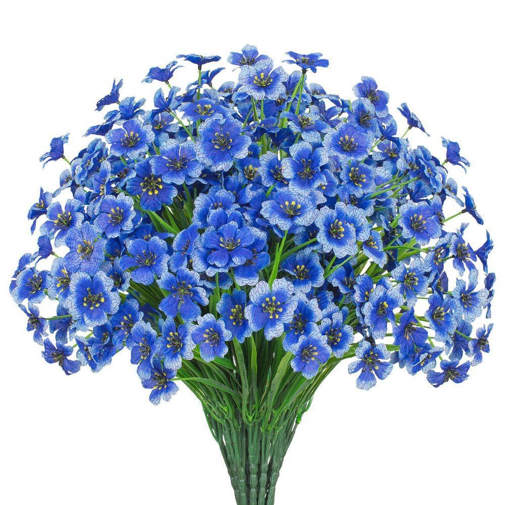 14 in. Blue Outdoor Artificial Flowers 21 UV Resistant Bundles