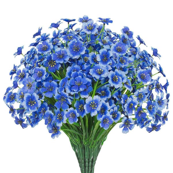 14 in. Blue Outdoor Artificial Flowers 21 UV Resistant Bundles