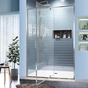 50 in.-54 in. W x 71 in. H Pivot Swing Semi-Frameless Shower Door in Chrome with Clear SGCC Tempered Glass