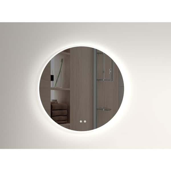 Unbranded 20 in. W x 20 in. H Round Frameless Wall Mounted LED Backlit Bathroom Vanity Mirror with Defogging Function