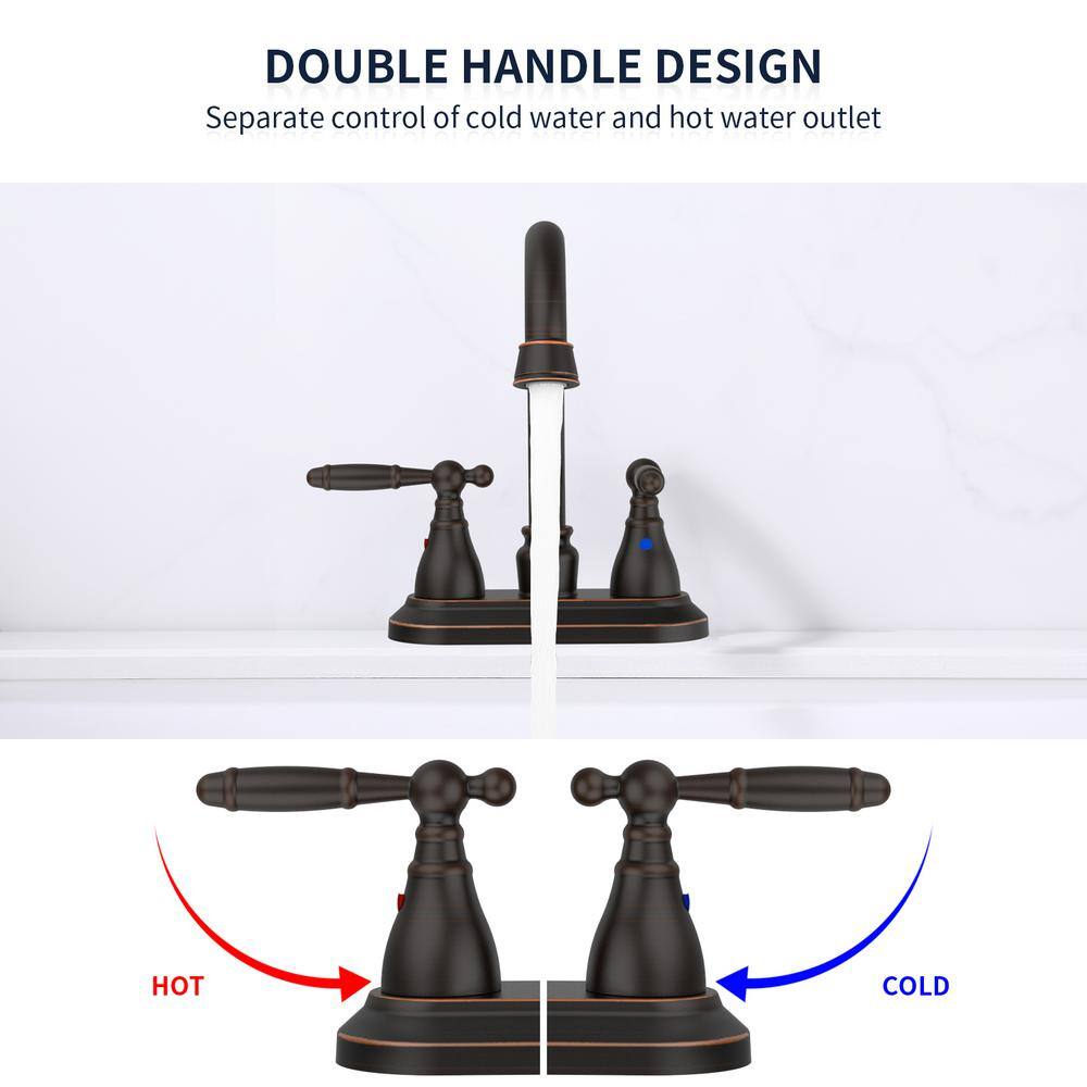 Oil Rubbed Bronze Double Handle Mid Arc Bathroom Faucet