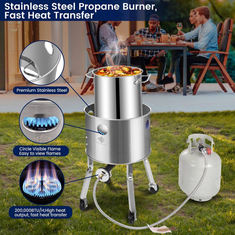 Stainless Steel Outdoor Single Burner Propane Cooker with Wheels