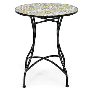 Metal Round Mosaic Patio Bistro Table Outdoor Dining Table Garden Plant Stand
