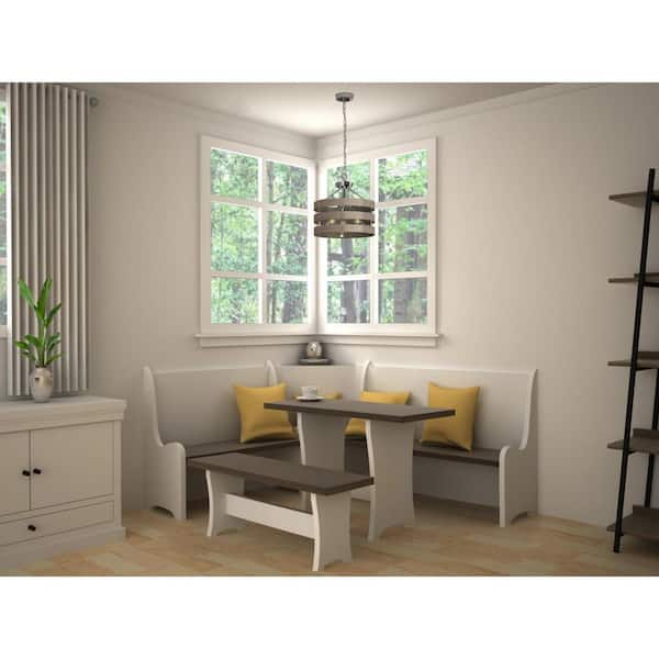 Progress Lighting Gulliver 17 in. 3-Light Brushed Nickel Convertible Hallway Semi-Flush Mount with Weathered Gray Wood Accents