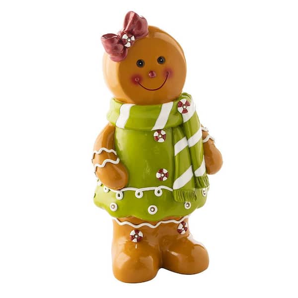 Evergreen Enterprises Indoor/Outdoor Lighted Gingerbread Girl Resin Shorty Garden Statue