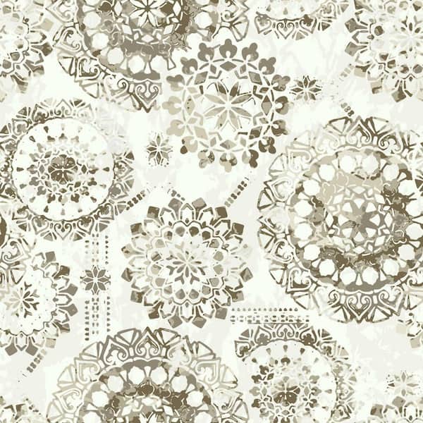 RoomMates Grey and Taupe Bohemian Medallion Peel and Stick Wallpaper (Covers 28.18 sq. ft.)
