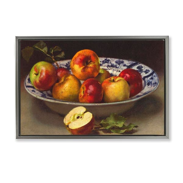 Stupell Industries Mixed Apples Still Life by Tina Higgins Designs, Inc. Gray Floater Frame Food Graphic Art Print 21 in. x 31 in.