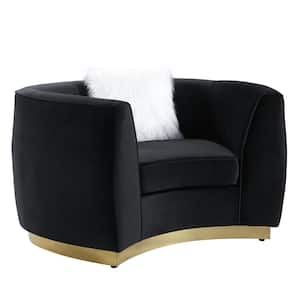Achelle Black Velvet Chair with Pillow