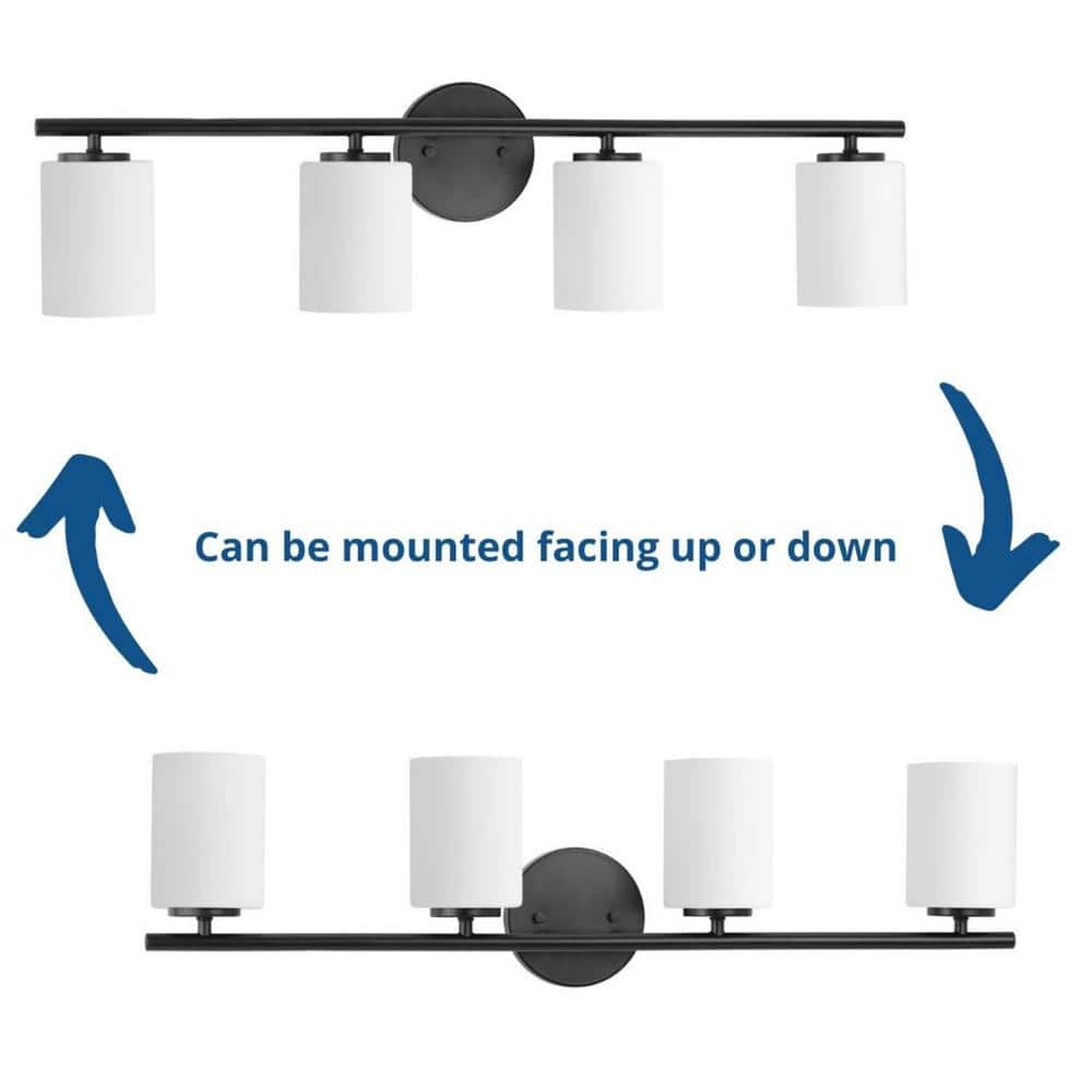 Sleek Textured Black Porcelain 4-Light Modern Bath Vanity Fixture