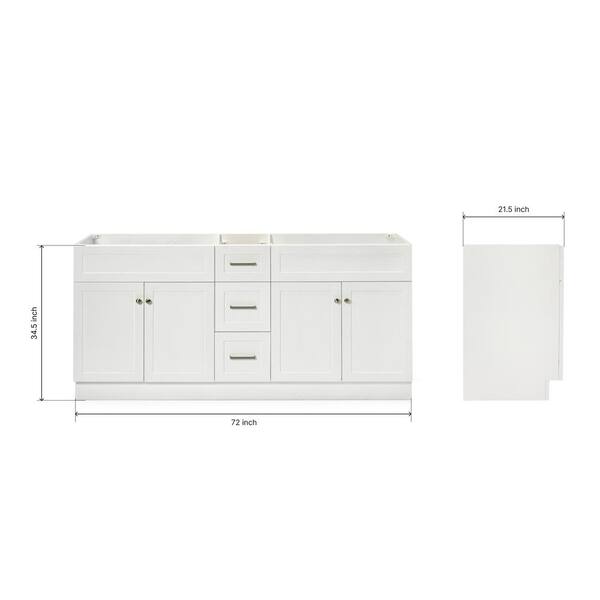 Hamlet 72 in. W x 21.5 in. D x 33.5 in. H Bath Vanity Cabinet Only in White Hamlet 72 in. W x 21.5 in. D x 33.5 in. H Bath Vanity Cabinet Only in White