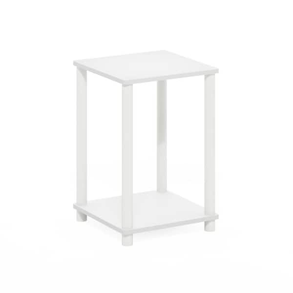 Furinno Turn-N-Tube 13.4 in. White/White Square Wood End Table