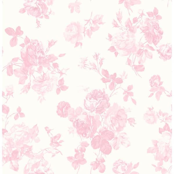 Everblooming Rosettes Pink Jam Cabbage Rose Bouquets Wallpaper Sample
