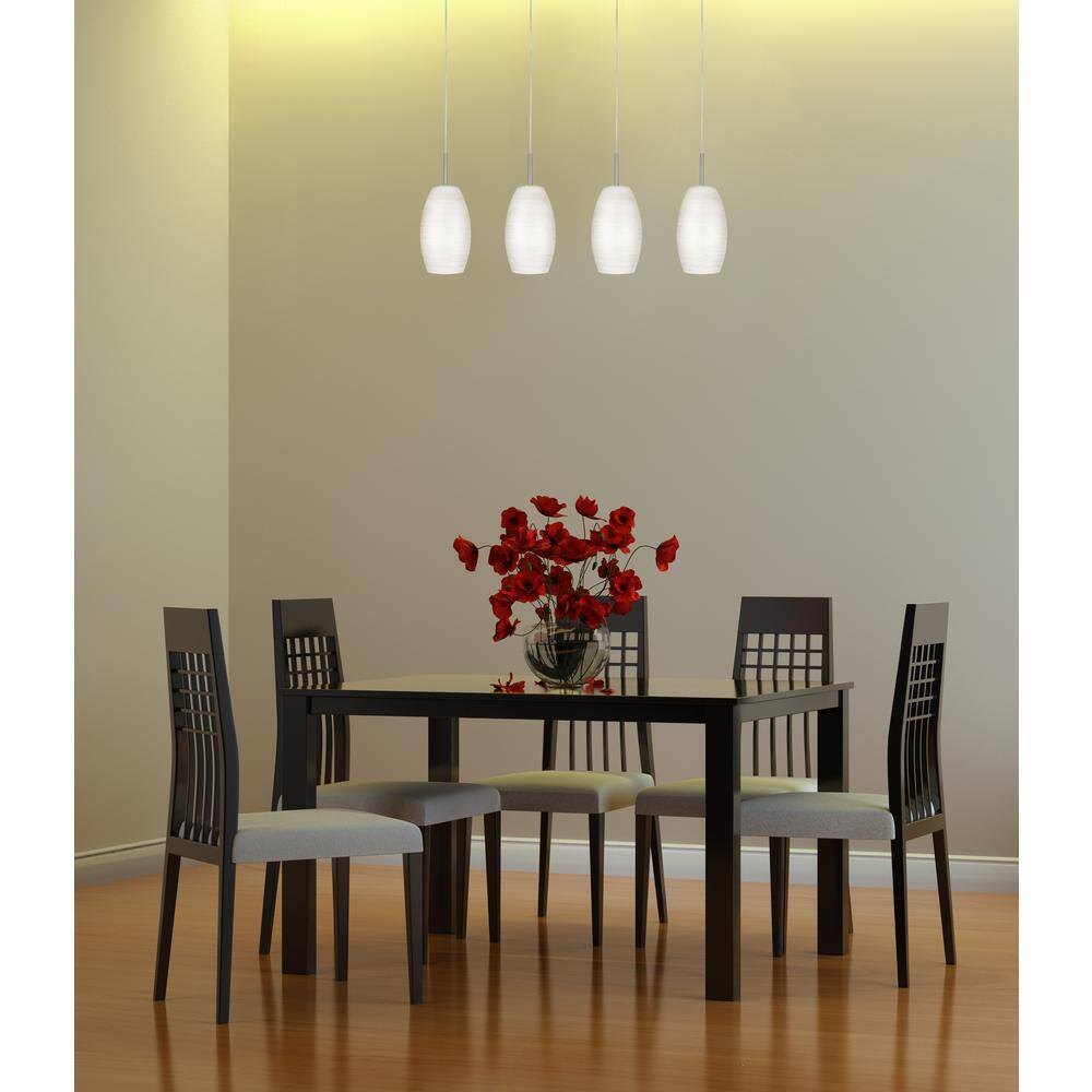 Elegant Batista Matte Nickel 4-Light Island Pendant with Hand-Made Glass