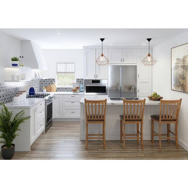 J COLLECTION Alton Painted 33 in. W x 34.5 in. H x 24 in. D in White Shaker Assembled Base Kitchen Cabinet with 3-Drawers