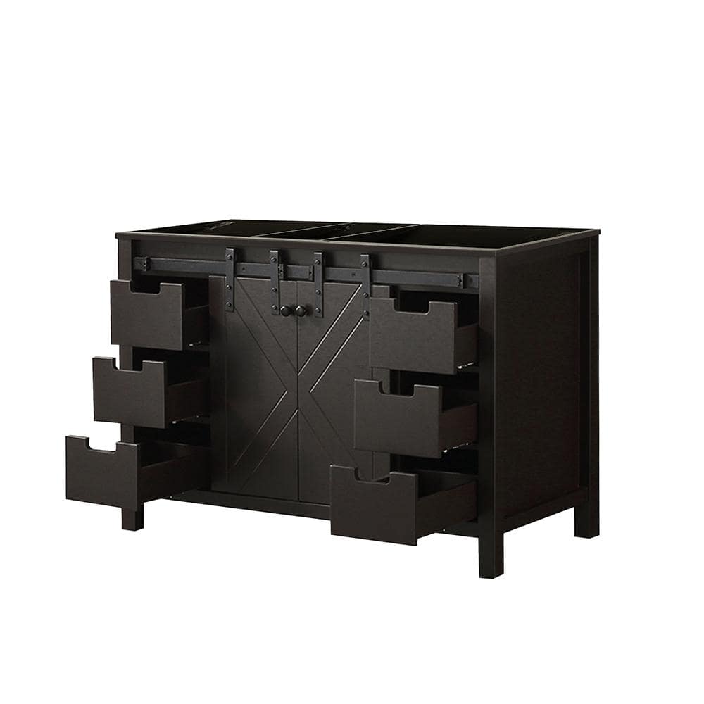 Marsyas 48" Brown Freestanding Vanity Cabinet with Barn Doors