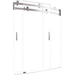 Classic 400 Curve 60 in. W x 62 in. H Sliding Frameless Tub Door in Stainless