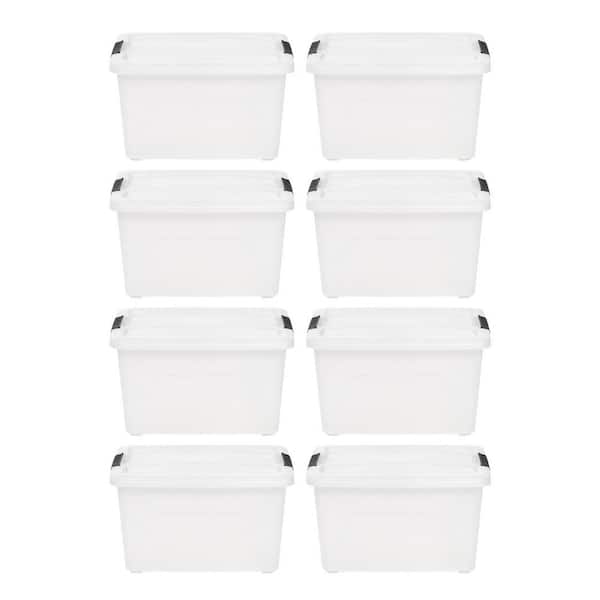 IRIS 60 qt. Stackable Storage Bins with Latches, White (8-Pack)