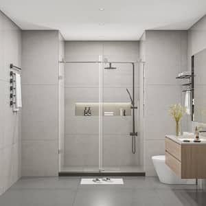 Moray 60 in. W x 76 in. H Sliding Frameless Shower Door in Brushed Nickel Finish with Clear Glass