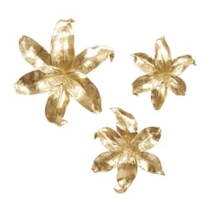 Polystone Gold 3D Floral Wall Decor (Set of 3)